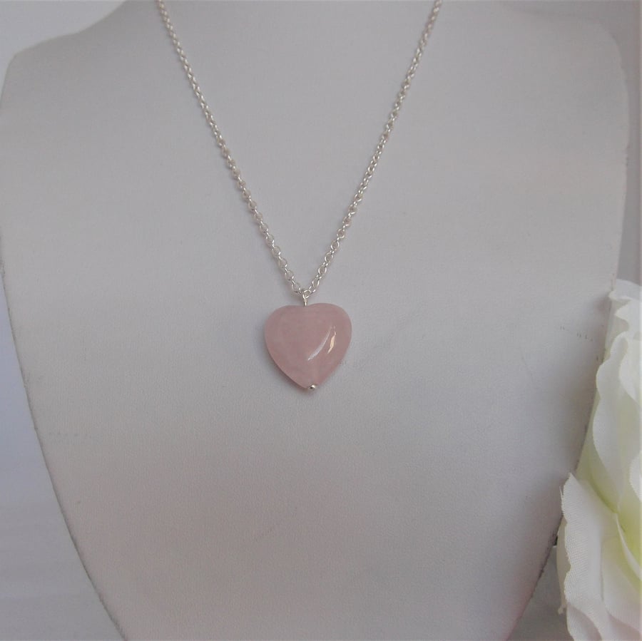 Rose quartz gemstone heart necklace nurturing heart chakra love