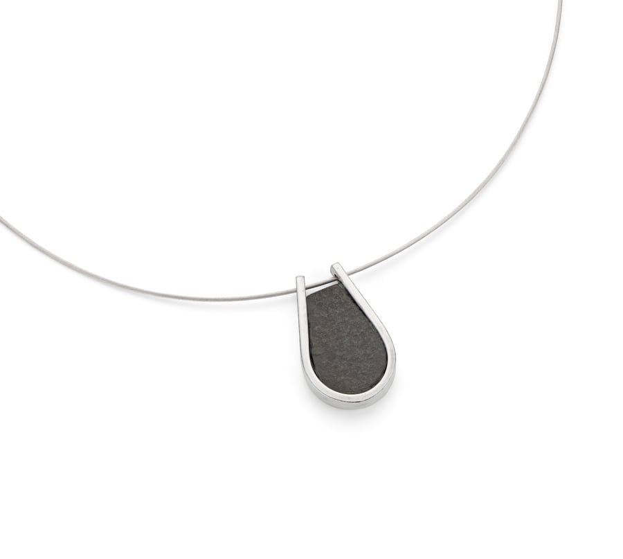 Piedra by Fedha - understated slate and silver pendant on silver cable wire