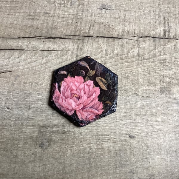 Decoupage floral slate coaster