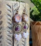 Nature Inspired Czech Glass Flower & Leaf Earrings. Lavender & Lilac Earrings 
