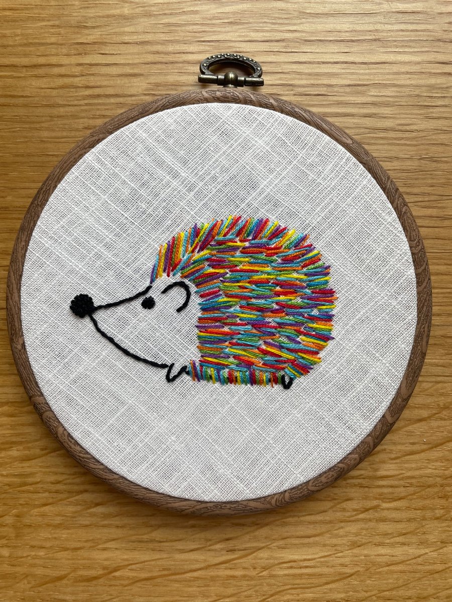 Embroidered Rainbow Hedgehog