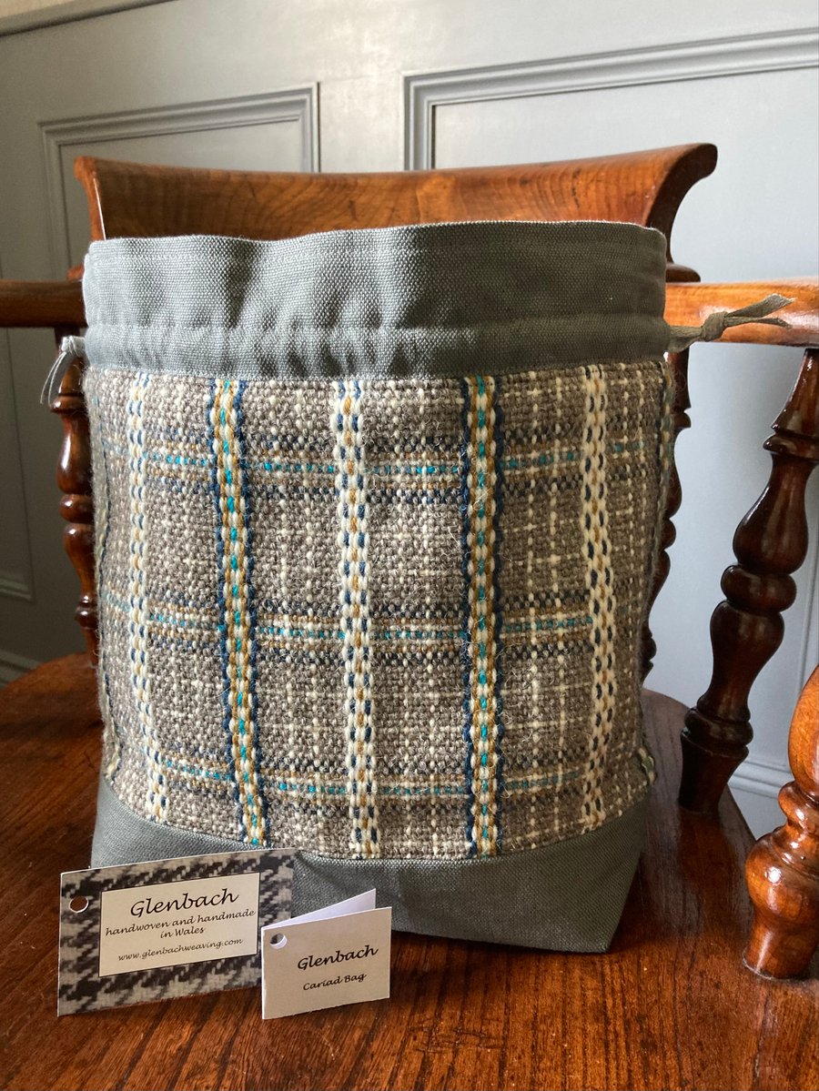 Cariad Bag -Gold & Kingfisher Blue. Handwoven in Wales