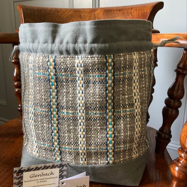 Cariad Bag -Gold & Kingfisher Blue. Handwoven in Wales