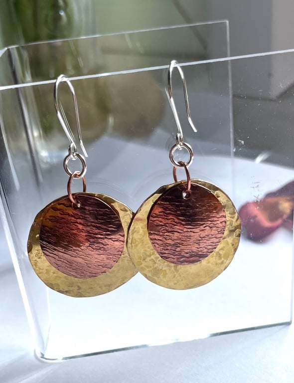 Brass and Copper Boho Earrings 