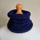 Navy Merino Wool Cowl, Scarf, Infinity Scarf, Neck Warmer