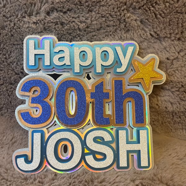 Personalised Cake Topper. Any Name, Age, Colour. Custom Made