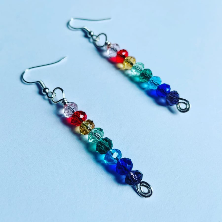 Handmade drop rainbow crystal earrings