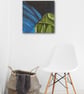 Abstract Original Oil Painting Blue and Moss Green Square  - Image 2