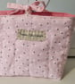 The Little Pink Tie Bag, cotton make up bag, pink fabric bag