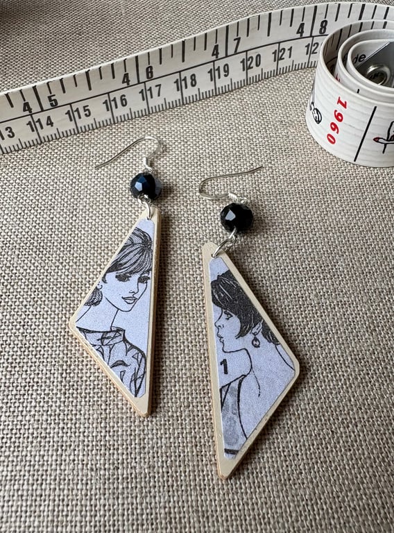 Upcycled wood earrings - dressmaking