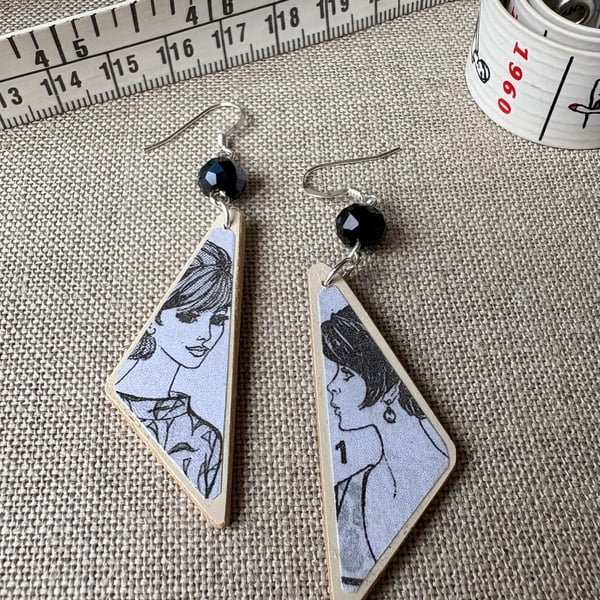 Upcycled wood earrings - dressmaking