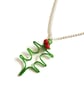 Green Holly Leaf Wire Pendant Necklace - Lightweight Christmas Jewellery