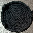 Sets of  2 or 4 Black Cat Crochet Coasters - Handmade Acrylic Drink Coasters
