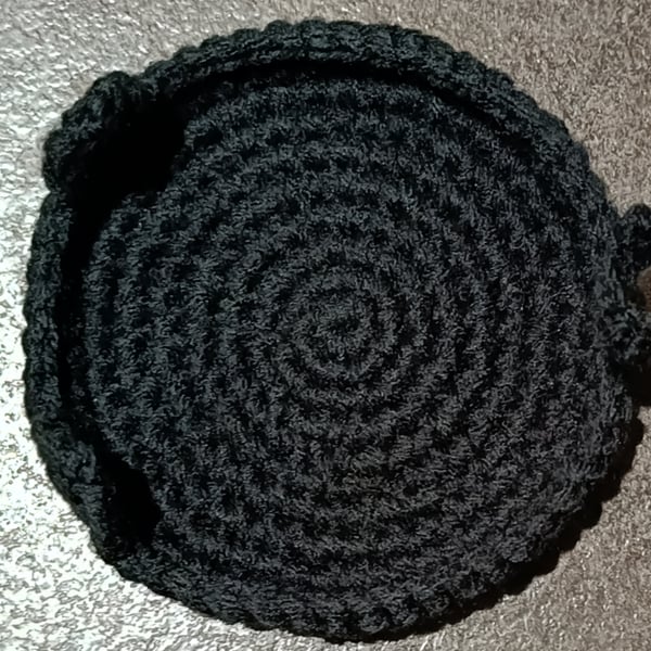 Sets of  2 or 4 Black Cat Crochet Coasters - Handmade Acrylic Drink Coasters
