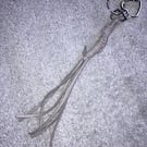 Grey Suede Keyring - Bag Charm with Silver coloured Heart-shaped Carabiner clasp