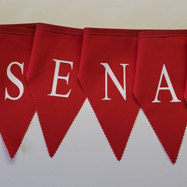 Arsenal printed bunting - red flags with White print