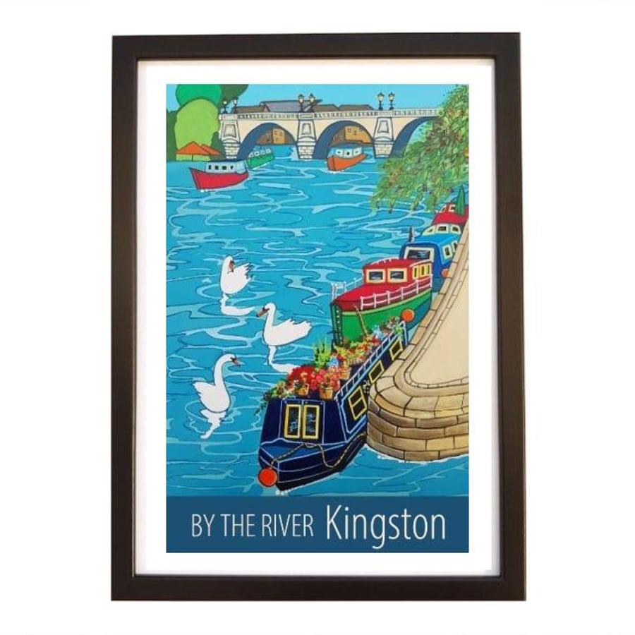Kingston by the river travel poster print by Susie West