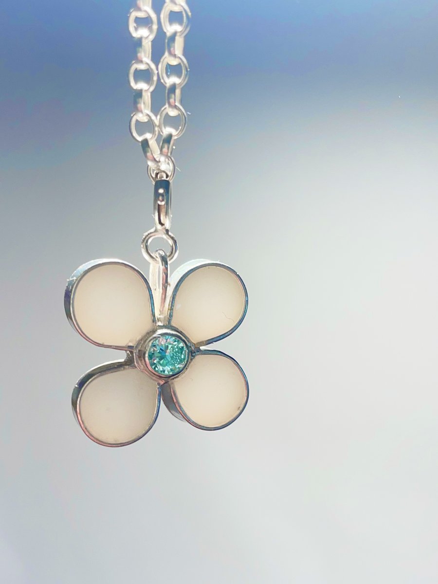 Daisy charm with birthstone gems 
