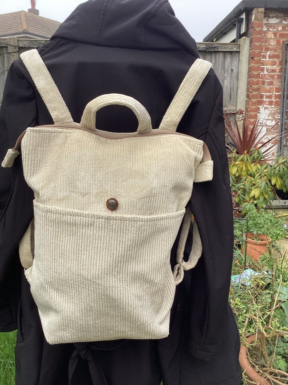 Beige cord ruck sack, quality one off item