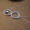 Hammered Sterling Silver & Paua Shell Hoop Pendant