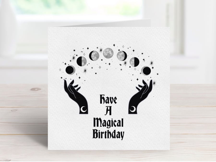 Moon Cycle Witchy Birthday Card, Moon Phases Birthday Card, Moon Gifts.