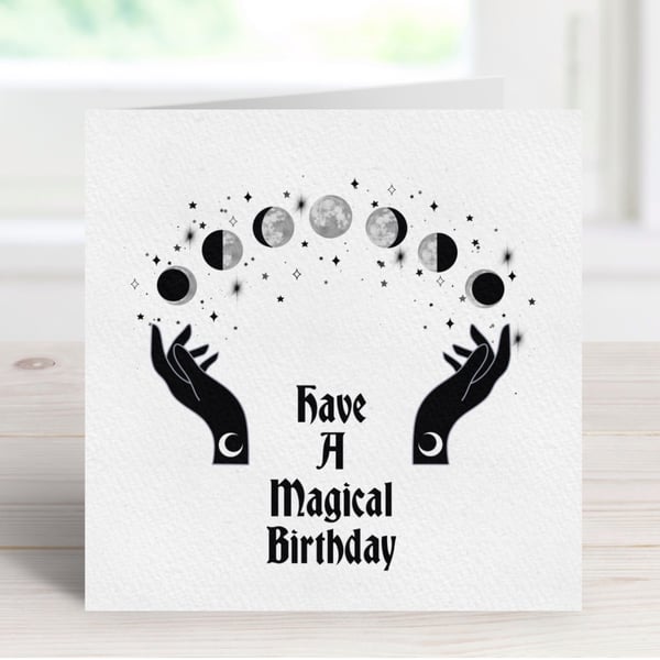 Moon Cycle Witchy Birthday Card, Moon Phases Birthday Card, Moon Gifts.