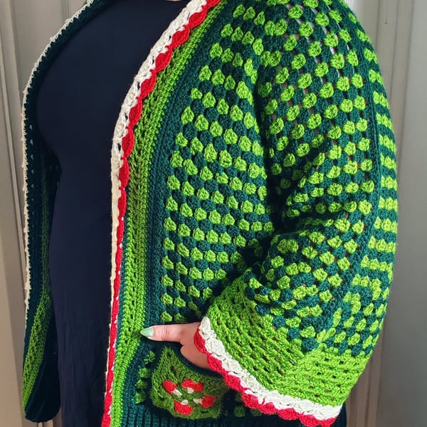 Handmade Crochet Granny hexagon Cardigan