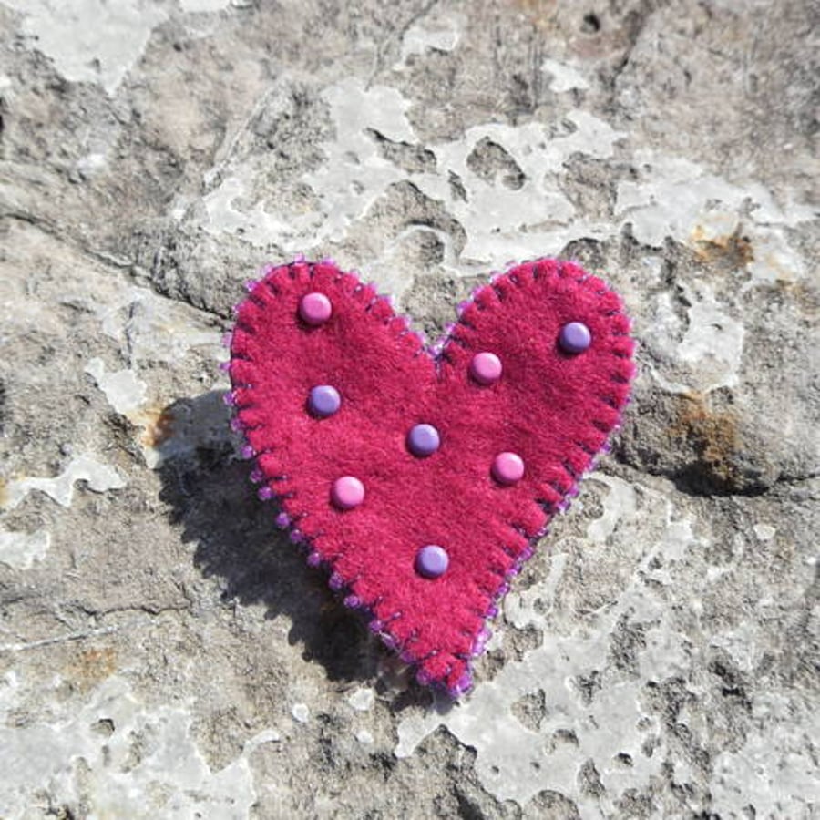Pink Heart Badge, Brooch