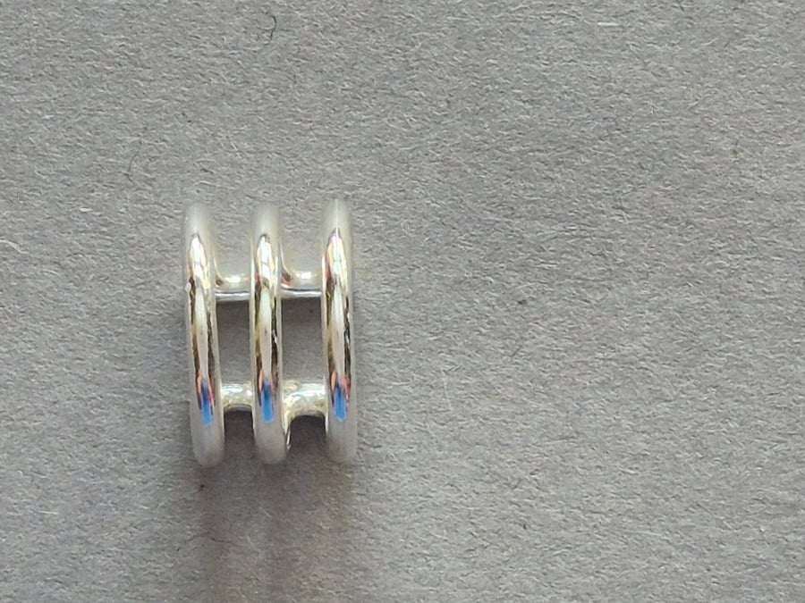 Sterling Silver Three Row Ear Cuff  