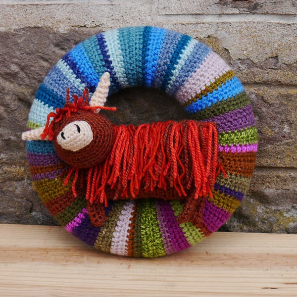 Highland Coo Crochet Wreath highland inspired decoration 