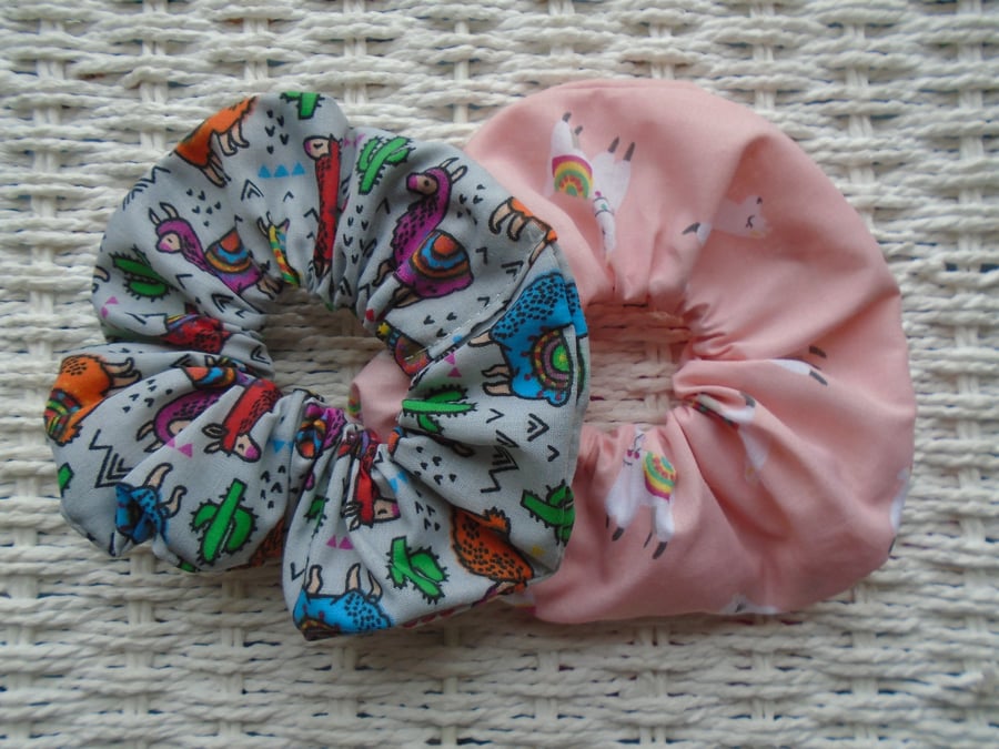 x2 Llama Alpaca Hair Scrunchies 