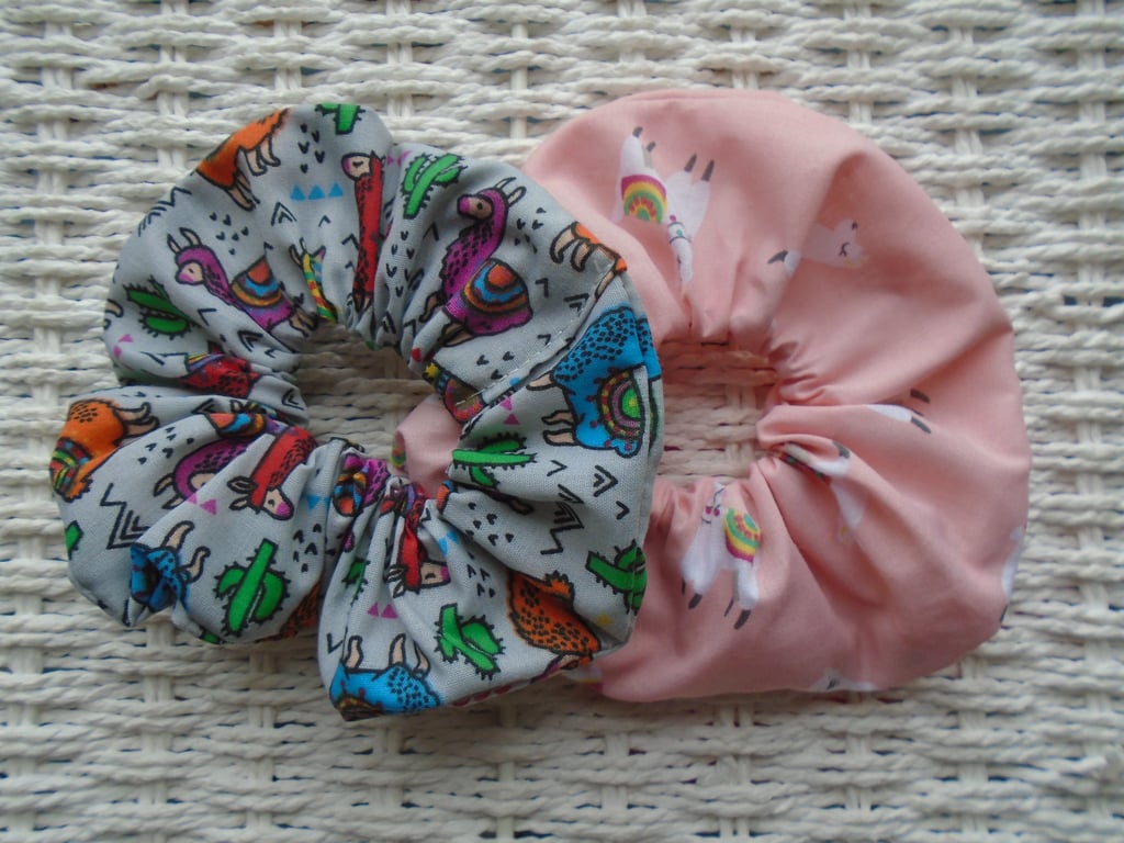 x2 Llama Alpaca Hair Scrunchies 