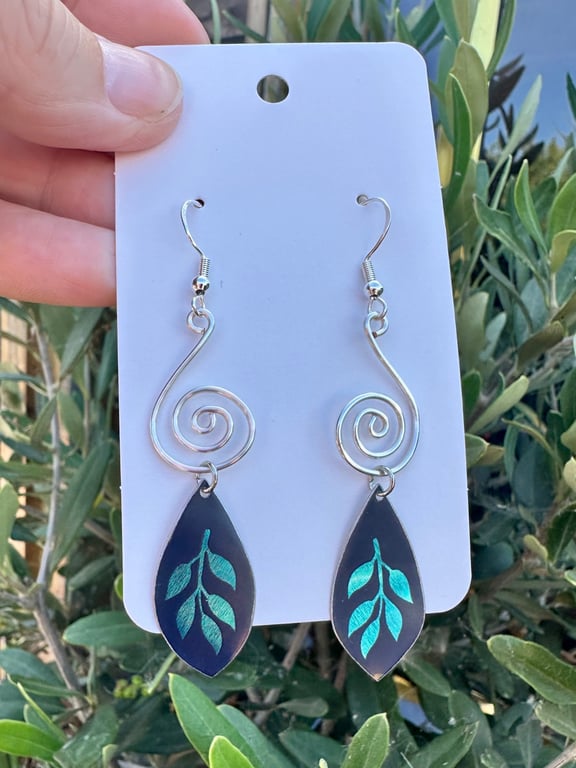 Recycled tin and silver earrings 