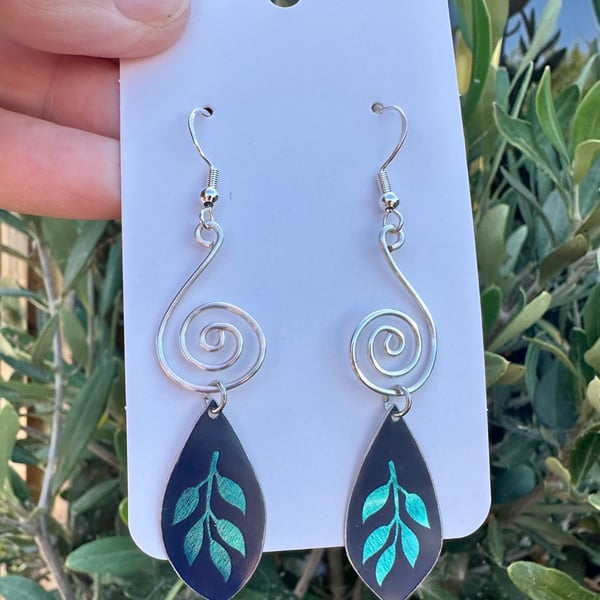 Recycled tin and silver earrings 