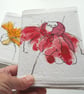 A6 free hand embroidered floral notebook - red echinacea