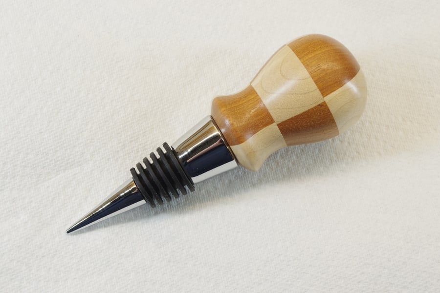 Hand Turned Wooden Bottle Stopper. Segmented.