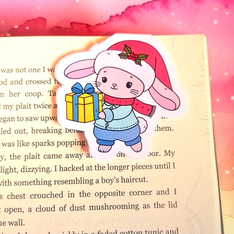 Winter Christmas Bunny Rabbit Magnetic Bookmark 