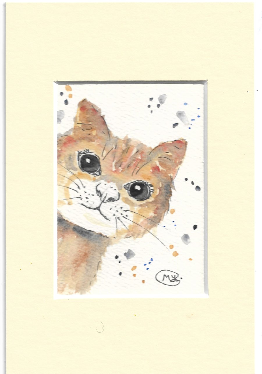 Kitten and mount miniature ACEO Original Painting