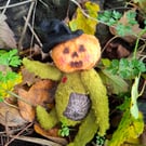 Coraline - OOAK Pumpkin Artist Teddy, Halloween Decor, Handmade Spooky Gift
