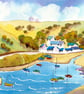 Solva Harbour, Pembrokeshire, Original Watercolour, in 14 x 11 '' Mount, Art