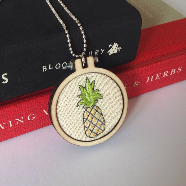 Pineapple Hand Embroidered Necklace