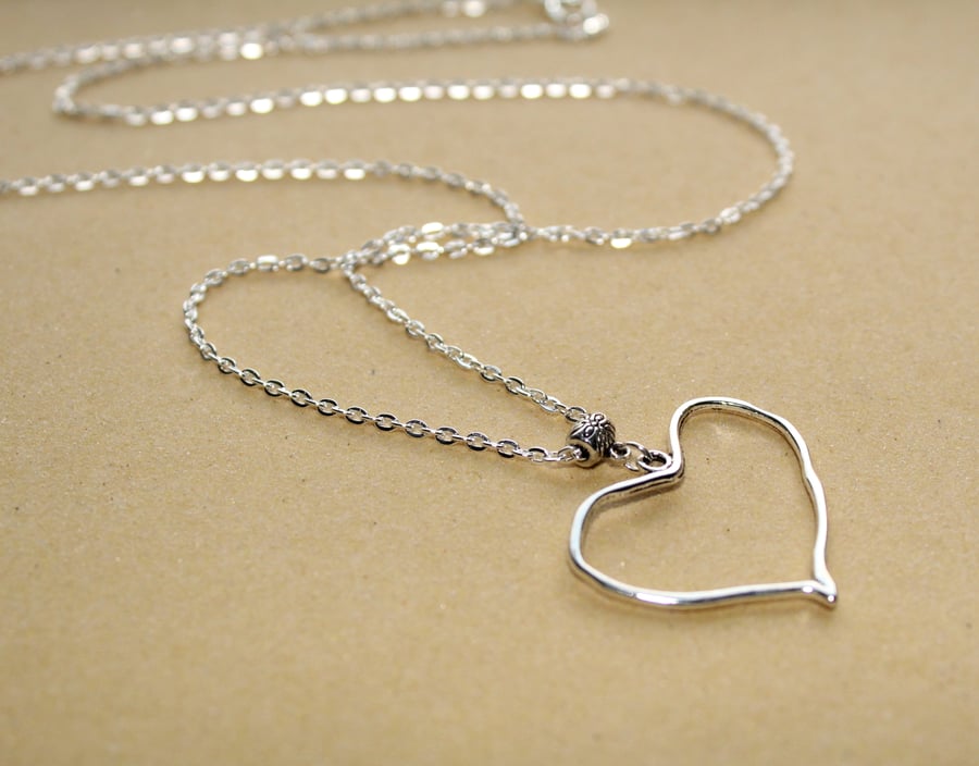 Silver irregular heart necklace