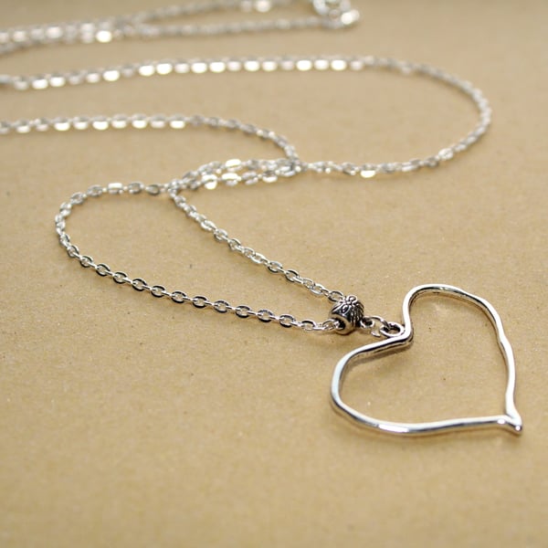 Silver irregular heart necklace