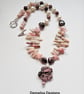 Artisan Pink Opal, Culture Pearls, Rhodanite & Rare Rhodochrosite Necklace  - Image 4