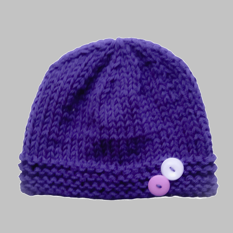 KNITTING PATTERN PDF Purple Emperor Button Hat