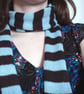 Duckegg Blue & Chocolate Skinny Felted Scarf - Merino Lambswool - Scottish Knit