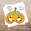 Halloween Pumpkin Mask Card - personalised, blank inside
