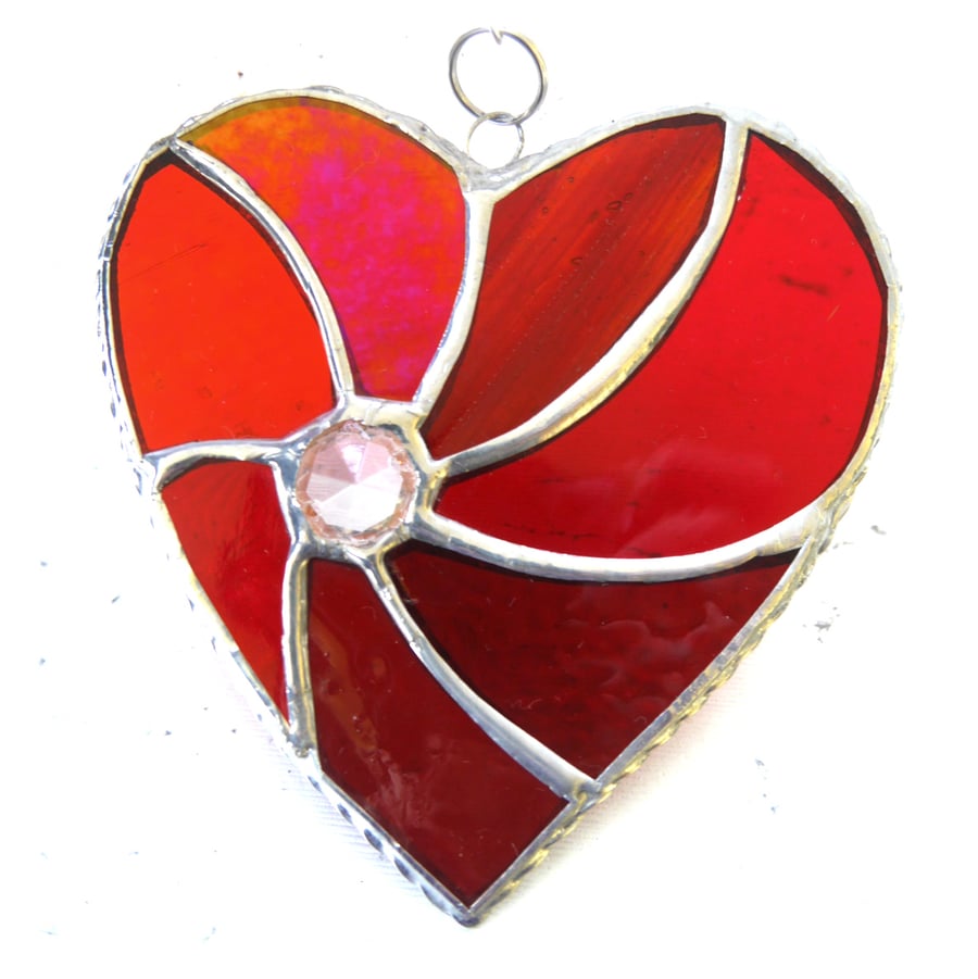 Red Swirl Heart Stained Glass Suncatcher 090 Ruby Wedding