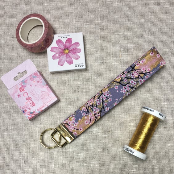 Lilac Blossoms Japanese Fabric Key Fob