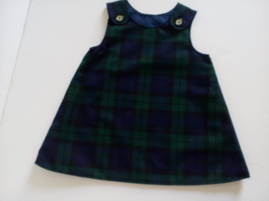 12-18 months, A line dress, pinafore, Black Watch Tartan dress 